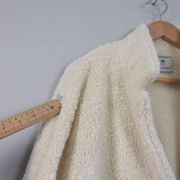 Dudley Stephens Women's Fleece Coat Jacket M Ivory Pockets Fuzzy Cozy Luxury 844 - Picture 8 of 12